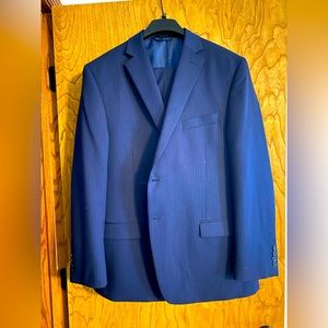 Michael Strahan Collection Herringbone Blue Stretch Business Suit with Pants
